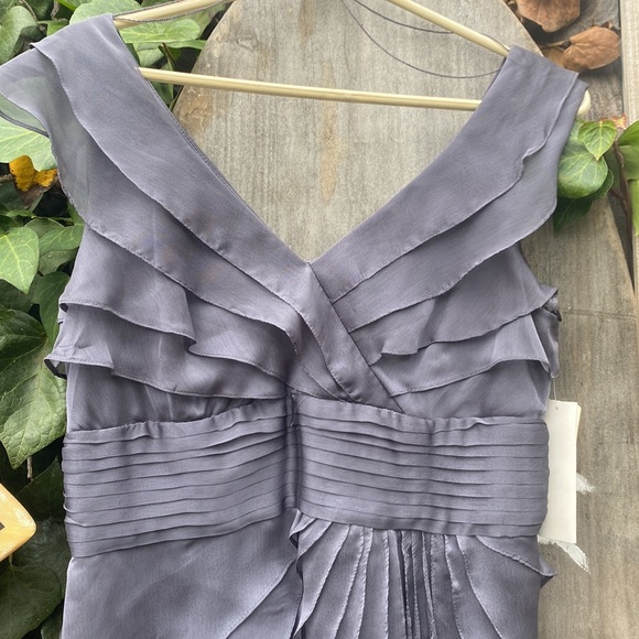 NWT Adrianna Papell Occasions Smokey Grey Full Length Dress - Picture 4 of 7